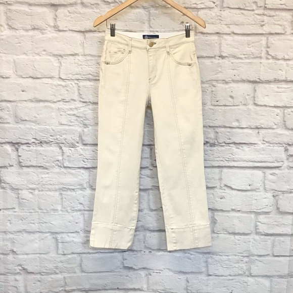 Democracy 2 AbSolution High Rise Center Seam Kick Flare Pants Side Slit Cream - Picture 3 of 11